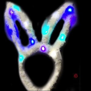 VINCHA OREJAS DE CONEJO LUMINOSA PELUCHE COLOR BLANCO X 12